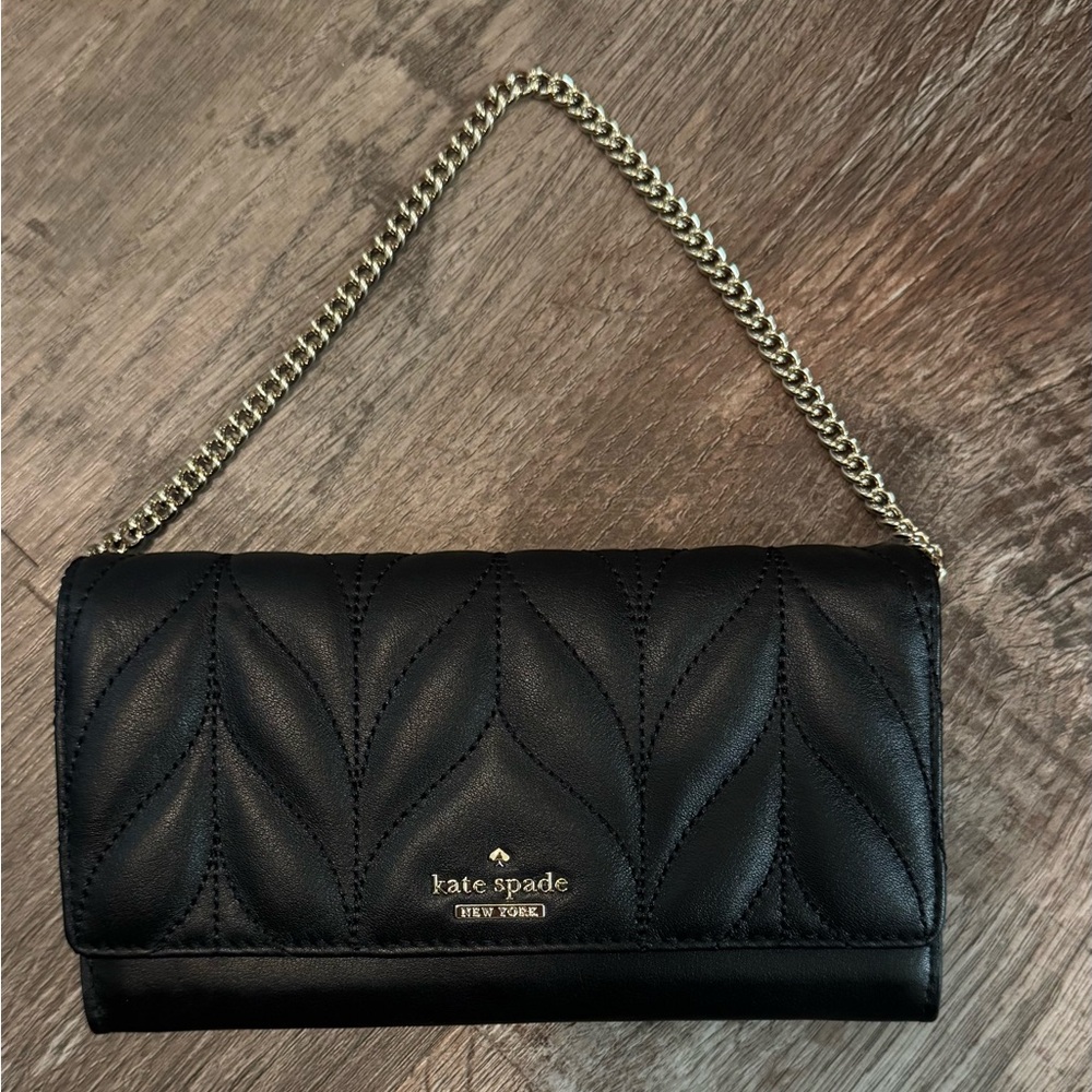 Black Kate Spade WOC/Clutch with gold hardware